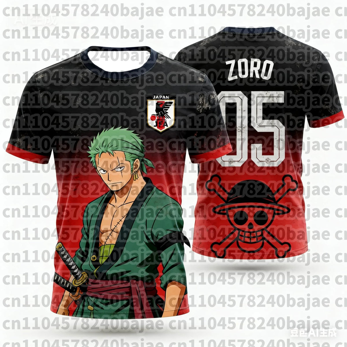 Japan One Piece Luffy Football Jersey Men T-shirt Kids Football Special Jersey Kit Adult Men's/Women's Quick-Drying Sweatshirt