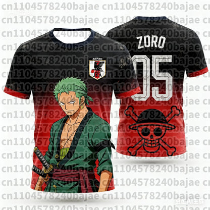 Japan One Piece Luffy Football Jersey Men T-shirt Kids Football Special Jersey Kit Adult Men's/Women's Quick-Drying Sweatshirt