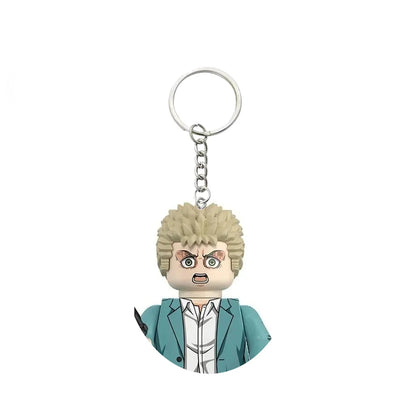 Anime Attack on Titan Building Blocks Keychain Mini Figure Keyring Collectible Toy Pendant for Bag Accessories Fans Gift