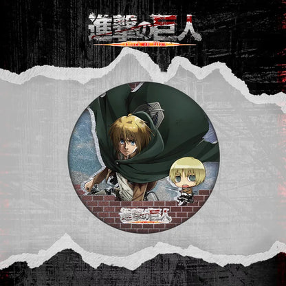 Attack on Titan Double Flash Badge 201 230 Anime Merchandise 75mm 58mm Plain Surface Laser Silver Glitter Pin Character Series