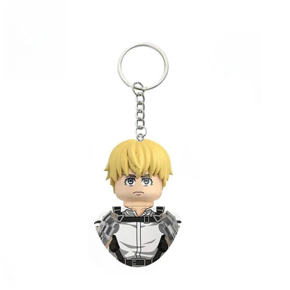 New Attack on Titan Minifigure Keychain Shingeki No Kyojin Eren Levi Mikasa Anime Action Figures Toys for Kids Gift