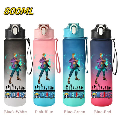 800ML ONE PIECE Monkey D. Luffy Nico Robin Anime Straw Sport Water Bottle for Easy Carry Ideal for Fitness Sports Outdoor