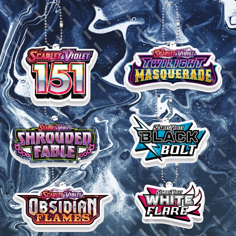 6pcs Anime Cartoon Pocket Monsters Small Card Logo Acrylic Keychain Fashion Peripheral Accessory Pendant Charm Keyring Gifts Toy