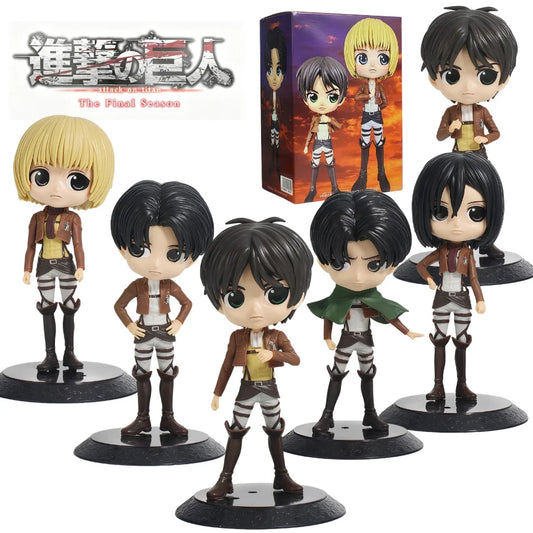 14cm Anime Attack on Titan Figure Eren Yeager Action Figure Levi Ackerman/ Mikasa Ackerman Figurine Qposket Model Doll Toys Gift