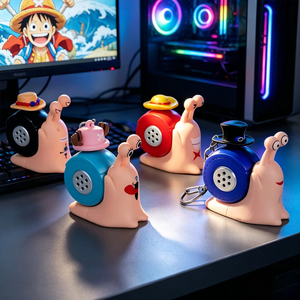 One Piece Den Den Snail Mushi Voice Recording Keychain Cute Sound Pendant Recordable Student Couple Bag Charm Creative Gift