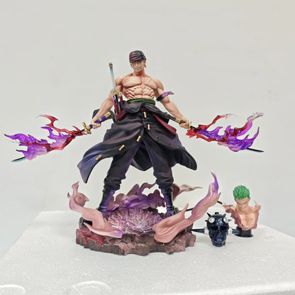 One Piece Explosive Energy Roronoa Zoro Double Head Anime Figure Pvc Collectible Model Statue Decoration Toys Doll Birthday Gift
