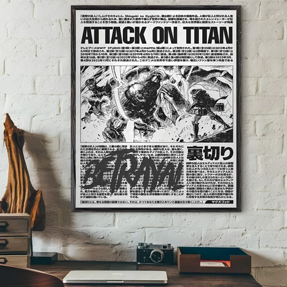 Attack on Titan Japanese Manga Poster Waterproof Sticky Wall Art for Living Room Bedroom Bar Hallway Decor