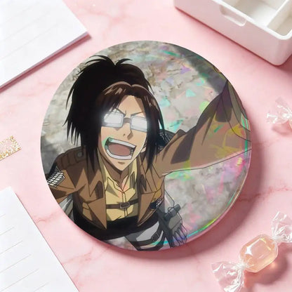 Hange Zoe Attack On Titan Anime Badges 25 32 44 58 75 Mm Round Cosplay Pin Bag Decor Fans Collect Friends Gifts Brooch Souvenir