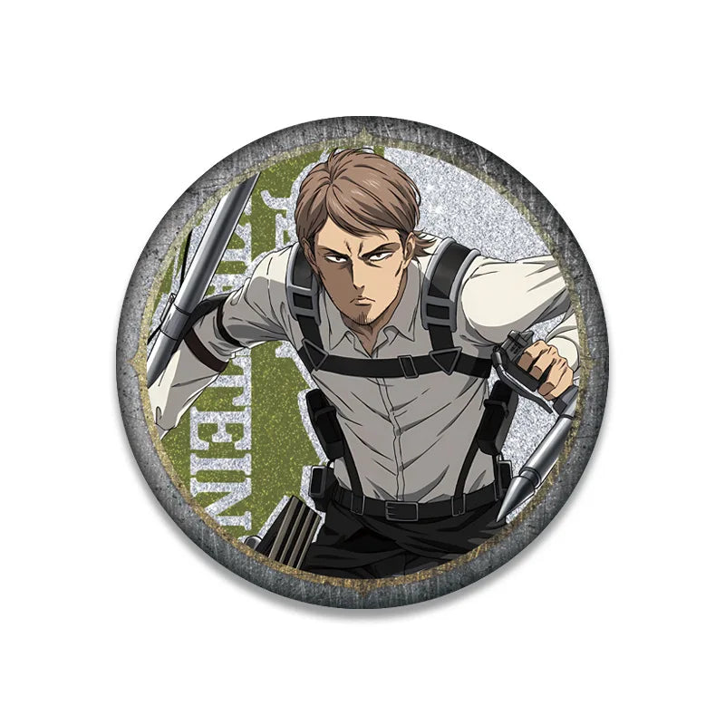 Attack on Titan Double Flash Badge 201 230 Anime Merchandise 75mm 58mm Plain Surface Laser Silver Glitter Pin Character Series