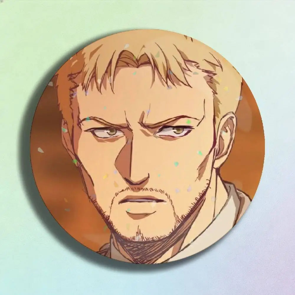 Attack on Titan Reiner Braun Laser Badge Creative Pins Brooch for Bag Clothes Hat Decor Gifts Fans Collect