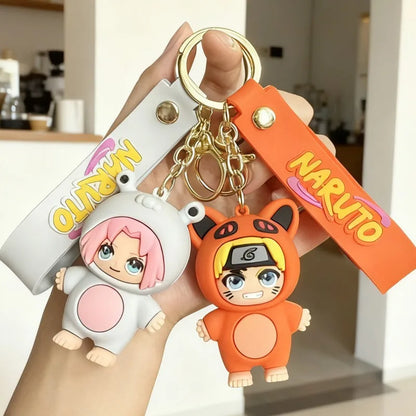 Q version of Naruto cartoon character key chain cartoon PVC doll pendant car key chain backpack jewelry fans collect gifts.