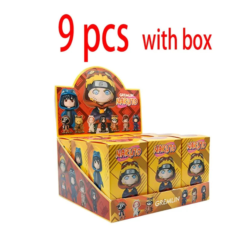 9pcs Naruto surprise box cartoon decoration model Sasuke Uchiha cherry blossom Cosplay action figure decorations and gifts.