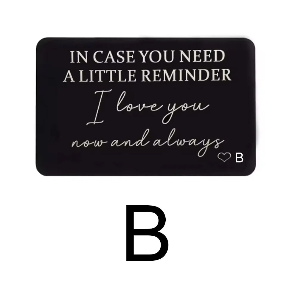 GEKTIMER Wallet Card Romantic "I Love You Now & Always" Heart Inspirational Gift For Boyfriend Husband Wedding Birthday Present