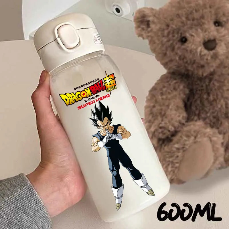 For Dragon Ball Straw Bottles 600ml Vegeta Goku Transparent Plastic Anti Drop Water Bottle Students Outdoor Capacity
