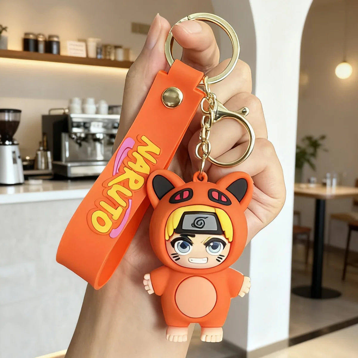 Q version of Naruto cartoon character key chain cartoon PVC doll pendant car key chain backpack jewelry fans collect gifts.