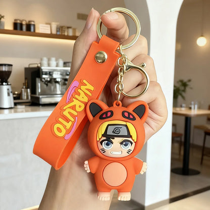 Q version of Naruto cartoon character key chain cartoon PVC doll pendant car key chain backpack jewelry fans collect gifts.