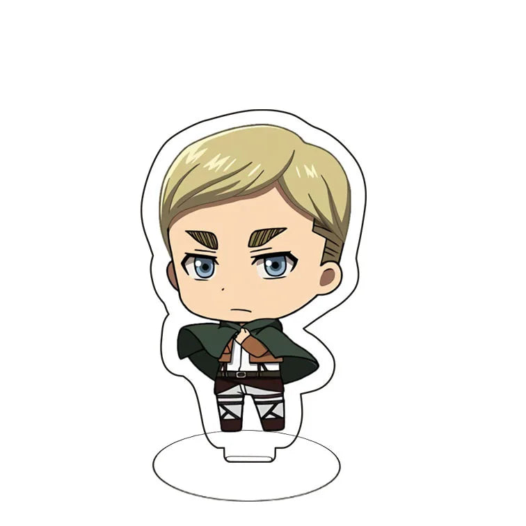 Attack On Titan Eren Yeager Mikasa Ackerman Armin Arlert Merchandise Acrylic Mini Figure Display Stand Model Plate Keychain
