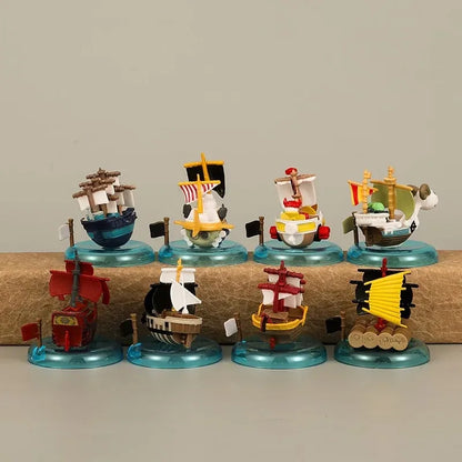 7cm 8pcs/set Anime One Piece Figure Luffy Mini Pirate Ship Figurine Statue Model PVC Collection Desktop Action Figure Kid Gifts