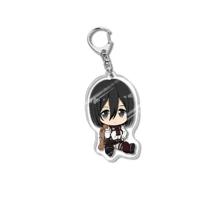 Attack On Titan Acrylic Figure Display Cartoon Keychain Eren Mikasa Levi Anime Desk Ornament Key Ring Accessories Q Version