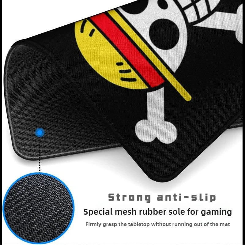 One Piece Cartoon Mouse Pad Monkey D.Luffy Skull One Piece straw hat pirates Trumpet banner Mousepad Desk Mat