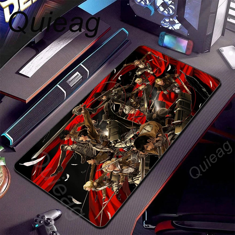 New HD Printing Attack on Titan Anime Desk Mat Large Lock Edge Mouse Pad Computer Mousepad Gaming Laptop Keyboard Mouse Mats Rug
