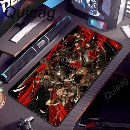New HD Printing Attack on Titan Anime Desk Mat Large Lock Edge Mouse Pad Computer Mousepad Gaming Laptop Keyboard Mouse Mats Rug