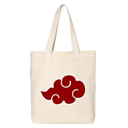 Anime Naruto Canvas Tote Bag Akatsuki Red Cloud Uchiha Itachi Casual Shoulder Handbag Portable Student School Shopping Bags Gift