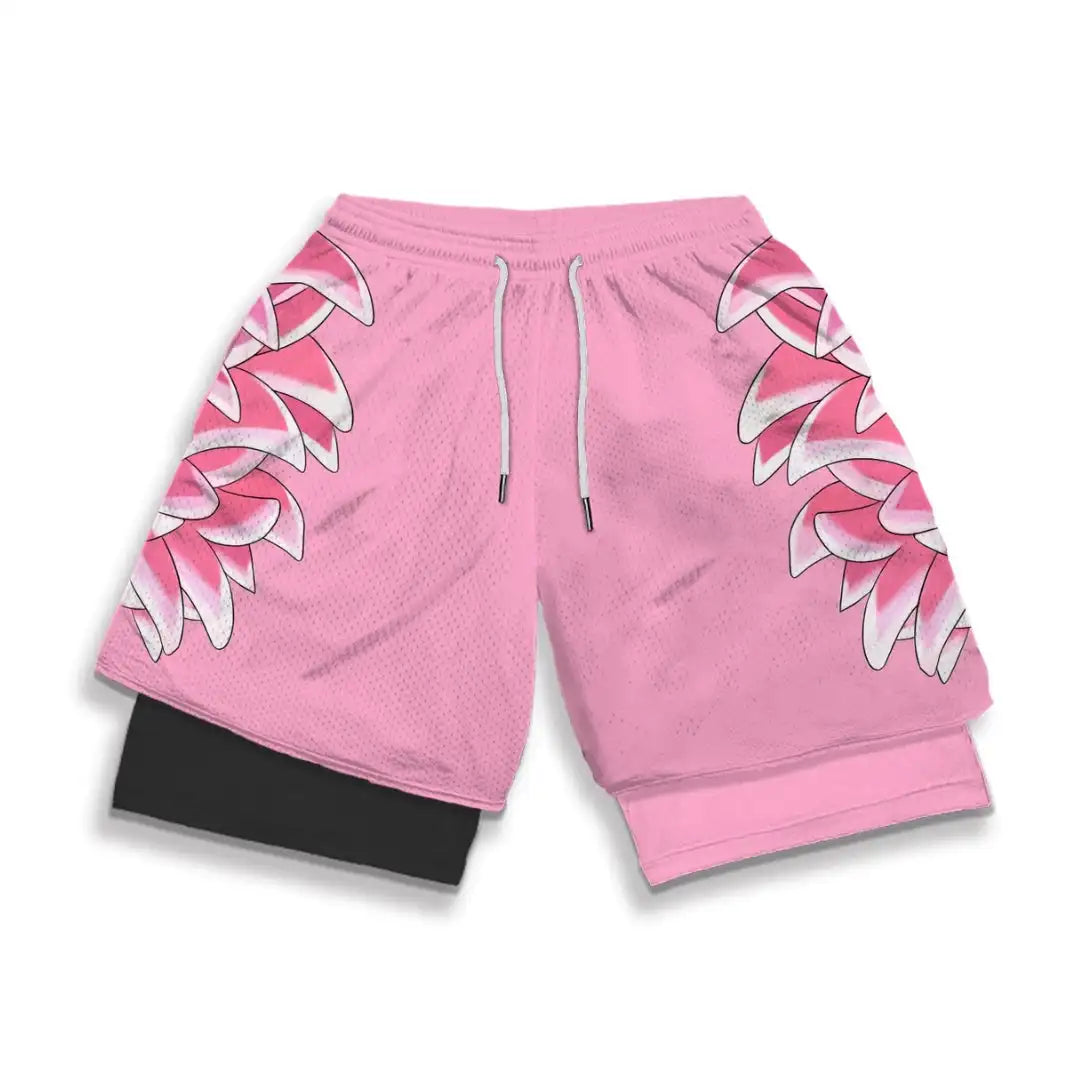 2026 Summer Bandai One Piece Character Symbols Anime Double Layer Fake Two Piece Gym Workout Shorts Quick-dry Comfy Lightweight