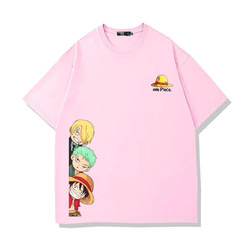 One Piece Straw Hat Pirates Unisex T-shirt 2026 Summer New Popular Anime Printed American Casual Family Short Sleeved Top