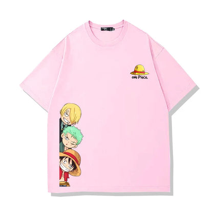 One Piece Straw Hat Pirates Unisex T-shirt 2026 Summer New Popular Anime Printed American Casual Family Short Sleeved Top