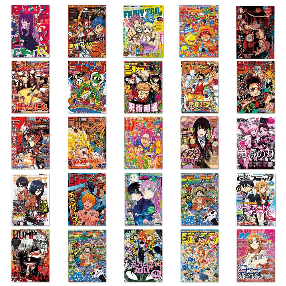 10/30/50pcs Mixed Japan Anime Poster Stickers Jujutsu Kaisen Attack on Titan Cartoon Decals DIY Laptop Skateboard Phone Sticker