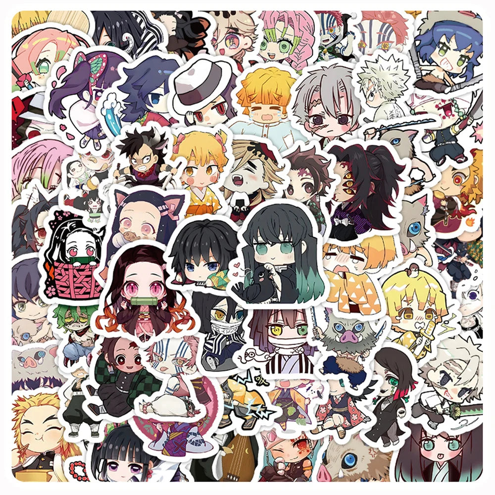 50/100pcs Cartoon Mix Anime Stickers Attack On Titan Jujutsu Kaisen Decals Skateboard Laptop Car Motorcycle Waterproof Sticker