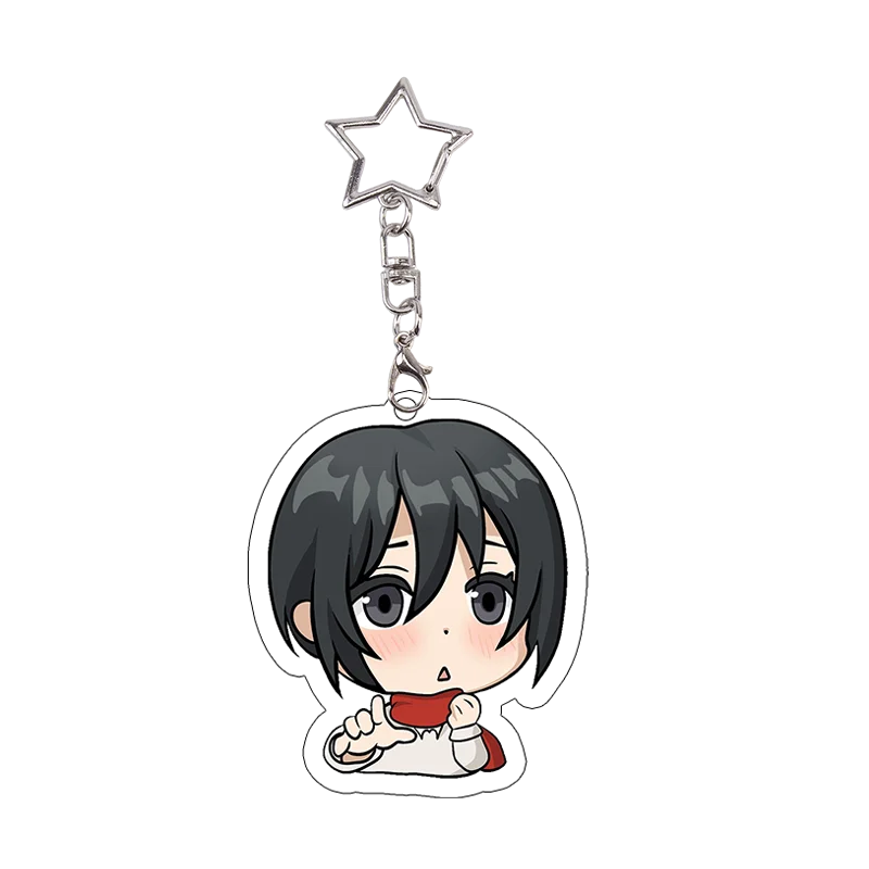 26pcs Attack on Titan Acrylic Keychain Mikasa Annie Levi Chibi Keyring Key Accessories Pendant Collect Reiner Birthday Gift
