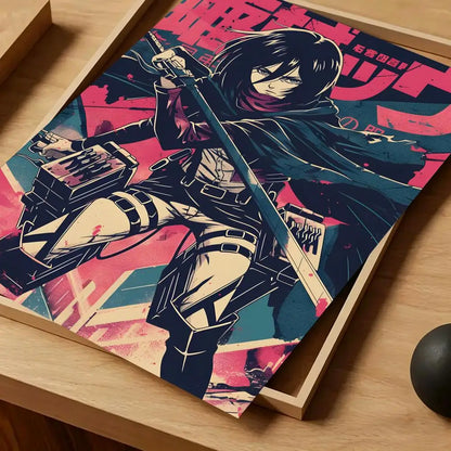 Anime Attack on Titan Poster Self-adhesive Art Waterproof Paper Sticker Coffee House Bar Room Wall Decor