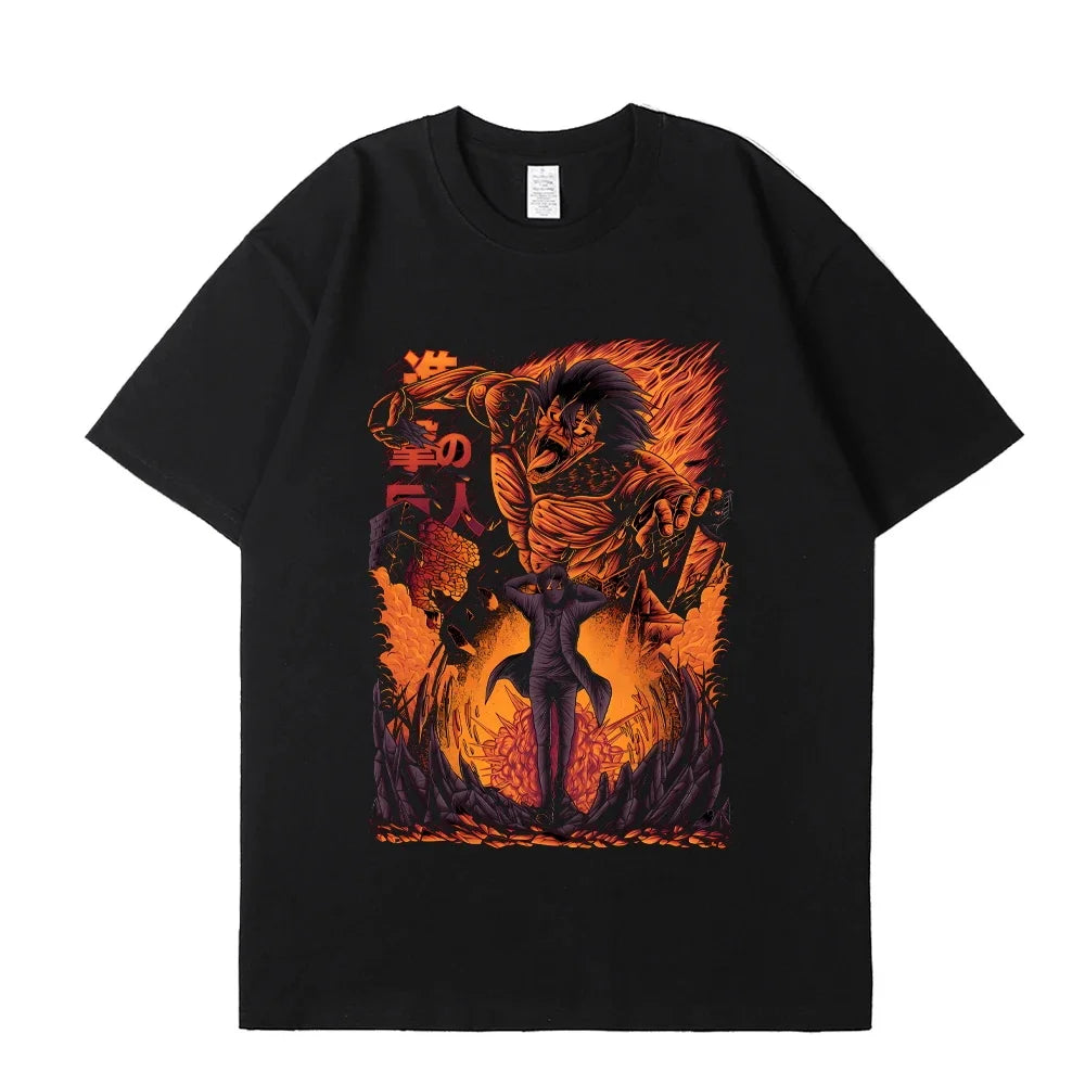 Japanese Anime Attack on Titan Graphic Printed T-shirt Summer unisex Loose and Breathable cotton T-shirt Top