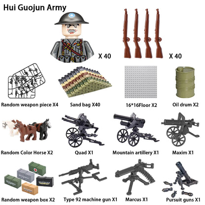 24pcs/batch WW2 Military Character WW2 Army Building Blocks Military Soldier Character Building Blocks Kids Holiday Gift Toys