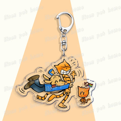 Dog Man Cat Keychain