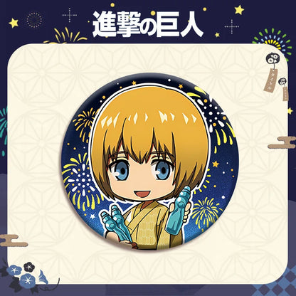 Attack on Titan Double Flash Badge 201 230 Anime Merchandise 75mm 58mm Plain Surface Laser Silver Glitter Pin Character Series