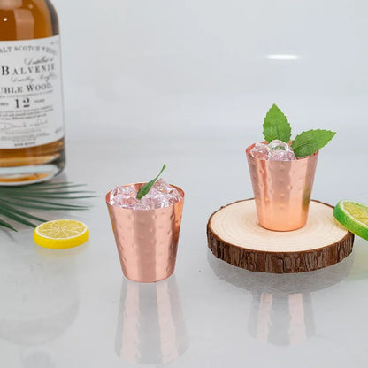 6cs 8Pcs New 100% Copper Cups Pure Solid  Moscow Mule PURE Copper Mugs-Shaped 2oz Cocktail Cups Beer Milk Mug Drinkware