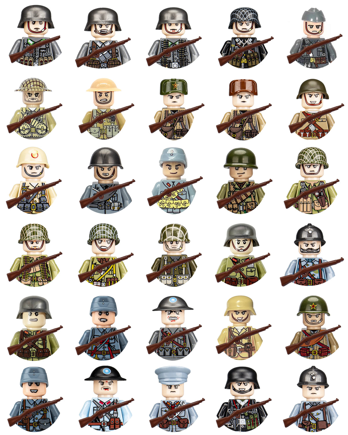 24pcs/batch WW2 Military Character WW2 Army Building Blocks Military Soldier Character Building Blocks Kids Holiday Gift Toys