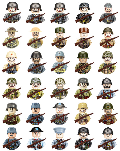 24pcs/batch WW2 Military Character WW2 Army Building Blocks Military Soldier Character Building Blocks Kids Holiday Gift Toys