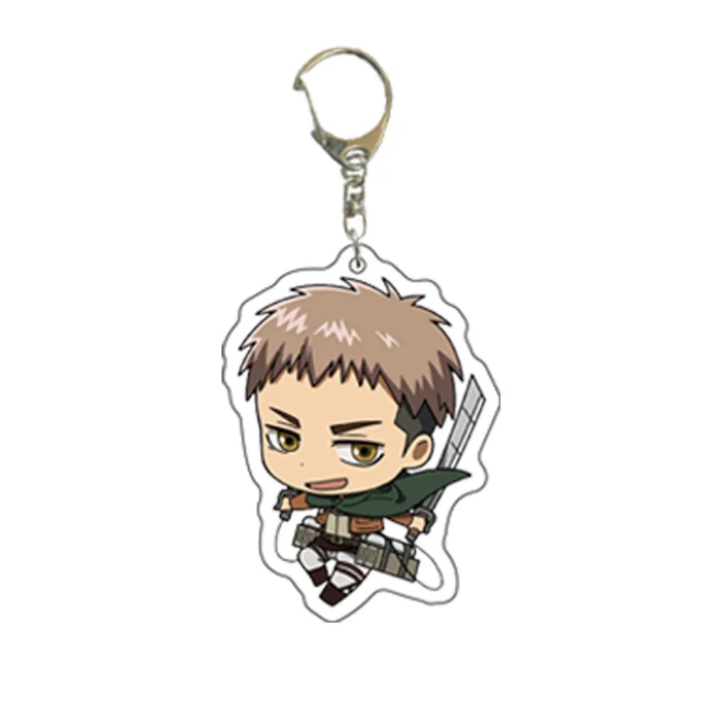 55MM Anime Attack on Titan Figure Eren Jaeger Mikasa Ackerman Armin Arlert Erwin Smith Levi Ackerman Acrylic Keychain Cute Gifts