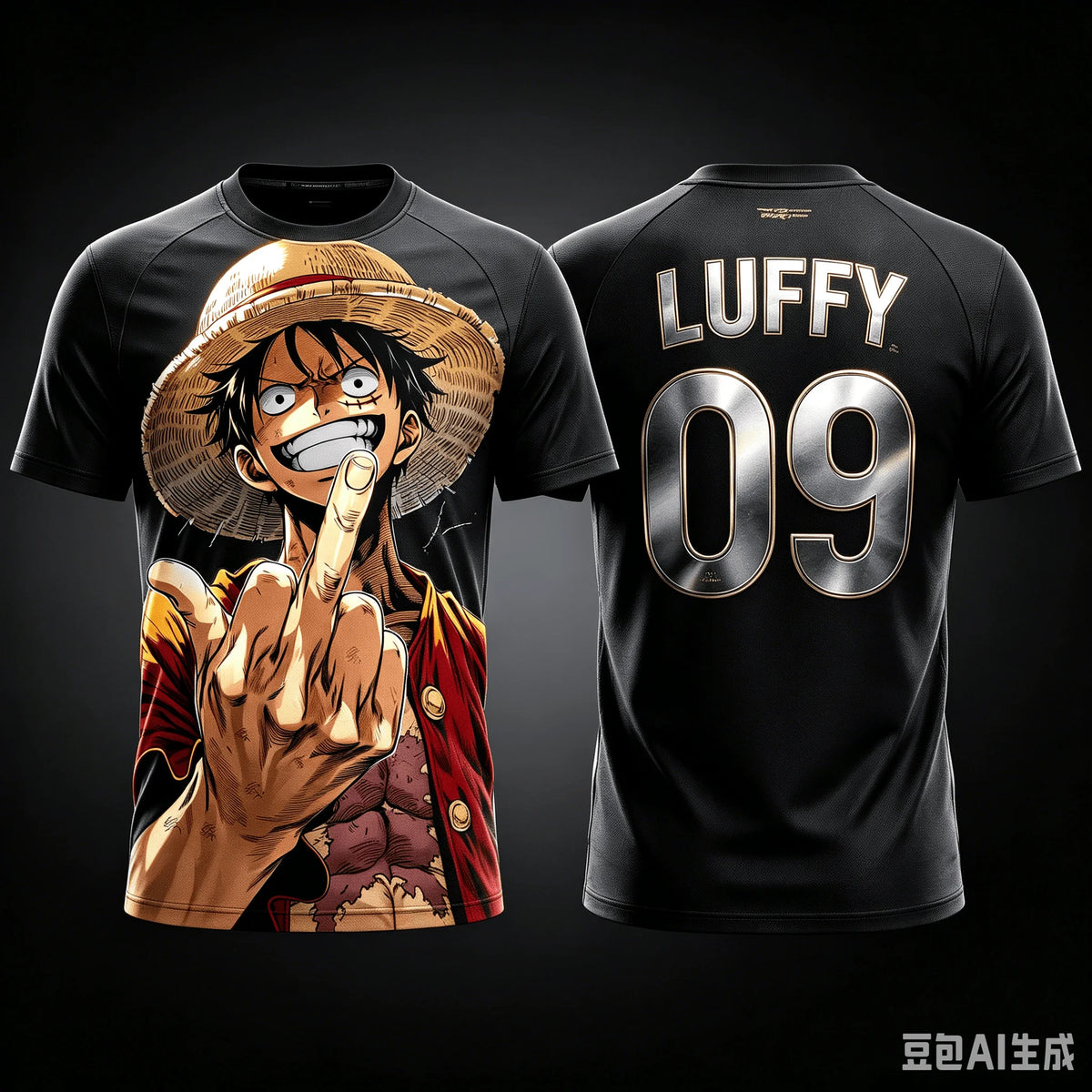 One Piece Monkey D. Luffy Spain National Team 3D Quick Dry T-Shirt for Men Women Kids Anime Football Fan Tee Outdoor Sportswear