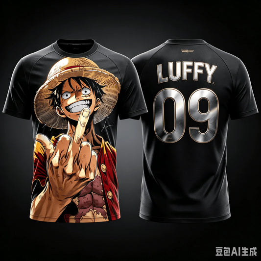 One Piece Monkey D. Luffy Spain National Team 3D Quick Dry T-Shirt for Men Women Kids Anime Football Fan Tee Outdoor Sportswear