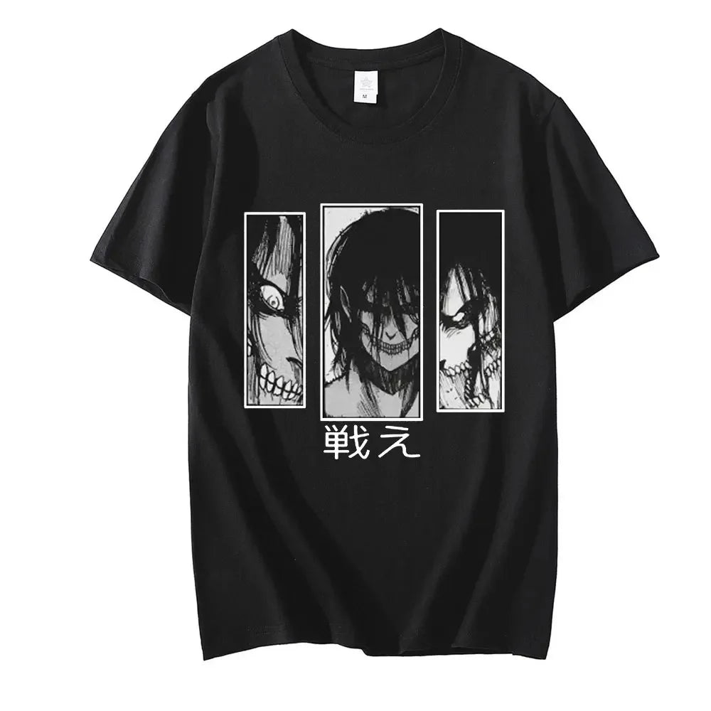 Japanese Anime Attack on Titan Graphic Printed T-shirt Summer unisex Loose and Breathable cotton T-shirt Top