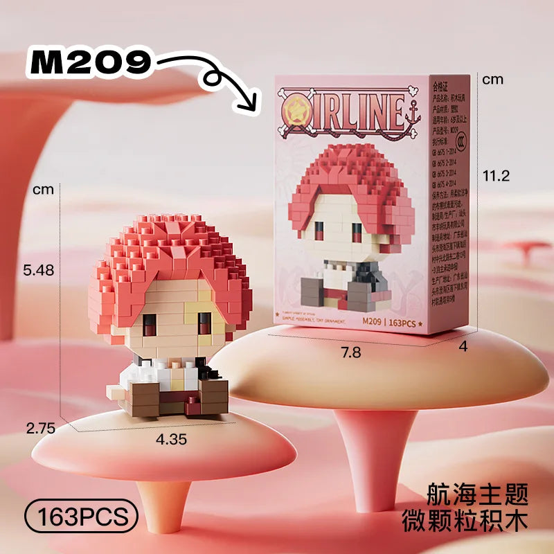 New ONE PIECE Sun God Nika Luffy Micro Action Block Chopper Ace Buggy 3D Anime Model Assembly Mini Bricks Figure Toys For Gift