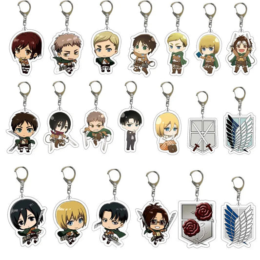 Attack On Titan Anime Peripheral Acrylic Figure Display Keychain Pendant Eren Mikasa Levi Creative Decorative Gift Accessories
