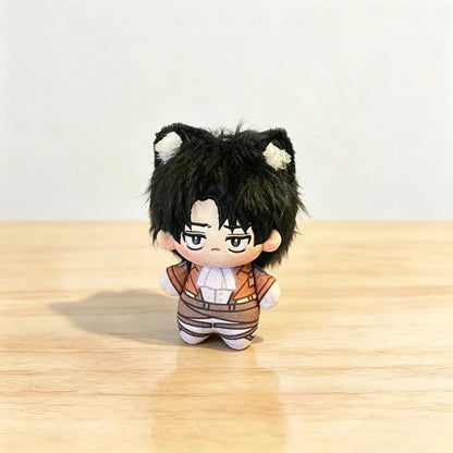 Attack On Titan Levi Ackerman Mini Cat Ear Cotton Plush Doll Anime Character Pendant Fans Backpack Hanging Collectible Soft Gift