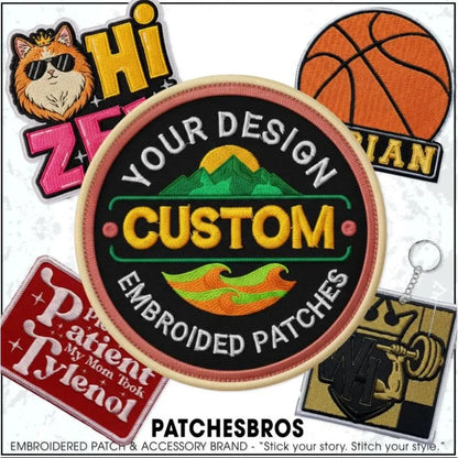 Custom Embroidery Patches Morale Personalized Logo Any Size Hook & Loop Iron on Sew on Patch for Clothing Jacket Bag Wholesale