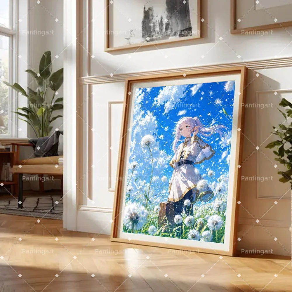 Magic Fantasy F-Frieren Beyond Journeys End Anime Canvas Painting Classic Elf Magic Girl Manga Art Poster Teens' Room Home Decor